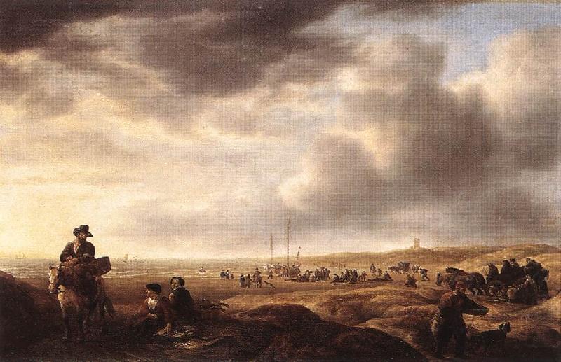 Beach near Scheveningen with Fish-Sellers ar, VLIEGER, Simon de